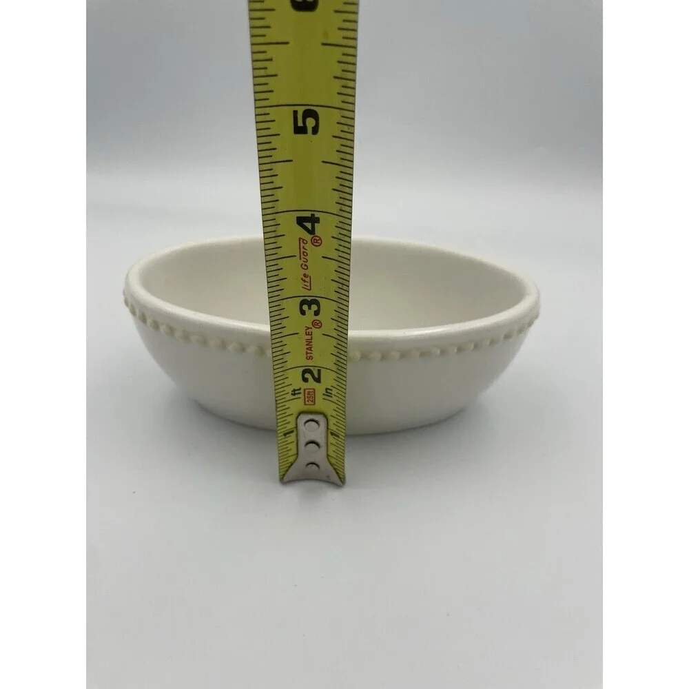 Princess House stoneware Pavillion Mini Ceramic Oval Bowl Cream White 1309